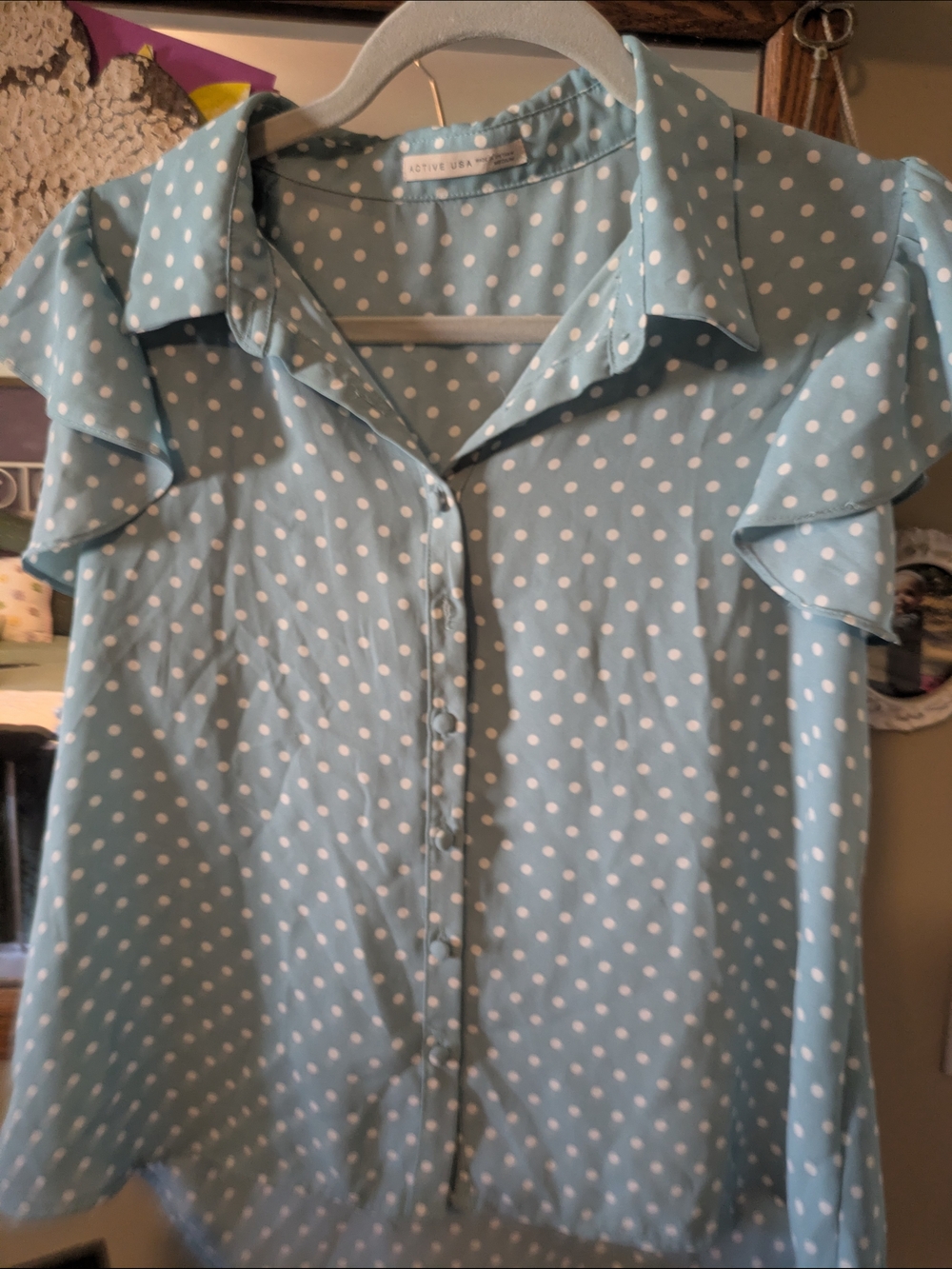 Active USA Light Blue Polka Dot Blouse